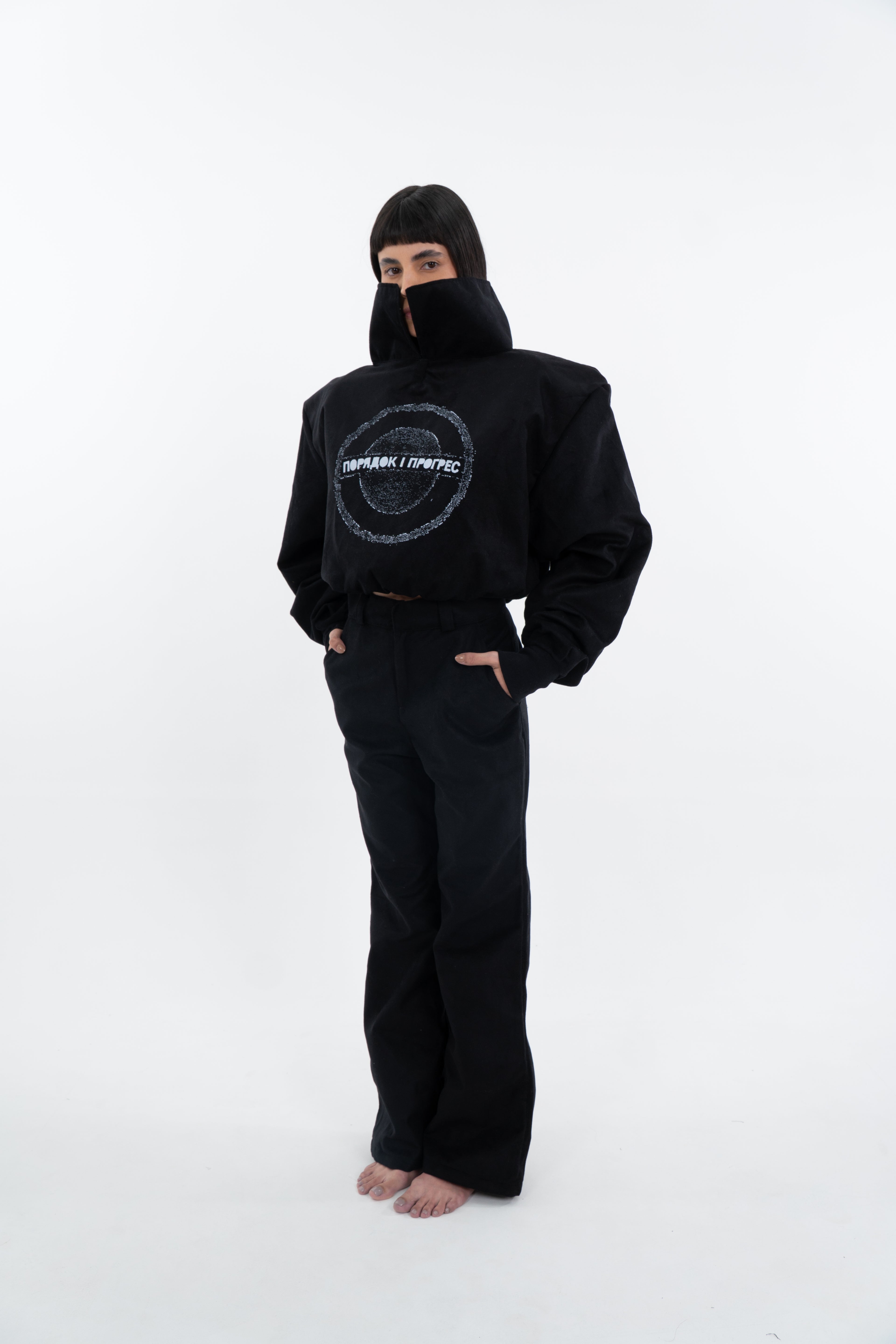 AKRAZA STRUCTURED SHOULDER VELVET TOP