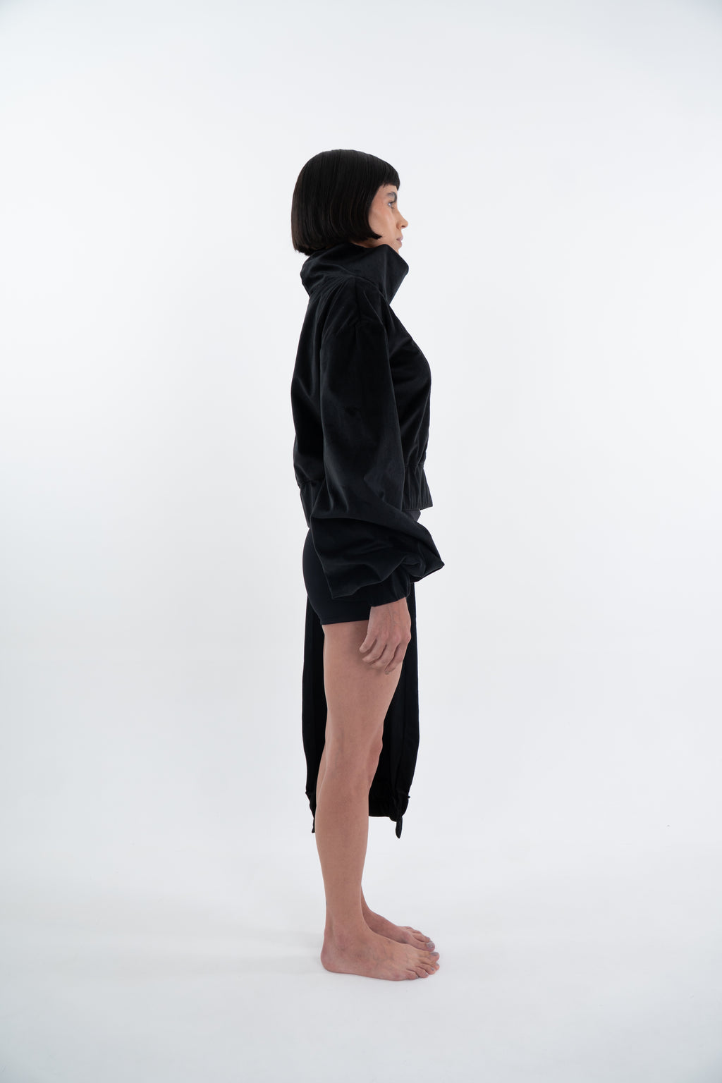 HIGH- NECK SWEATER WITH DRAPE DETAIL