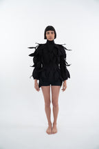 AKRAZA STRUCTURED FOLIAGE TOP WITH BELT