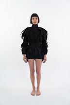 AKRAZA STRUCTURED FOLIAGE TOP WITH BELT